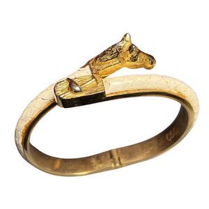 Vintage Rare Oscar D’Argent Equine Hinged Bangle Bracelet Horse Head